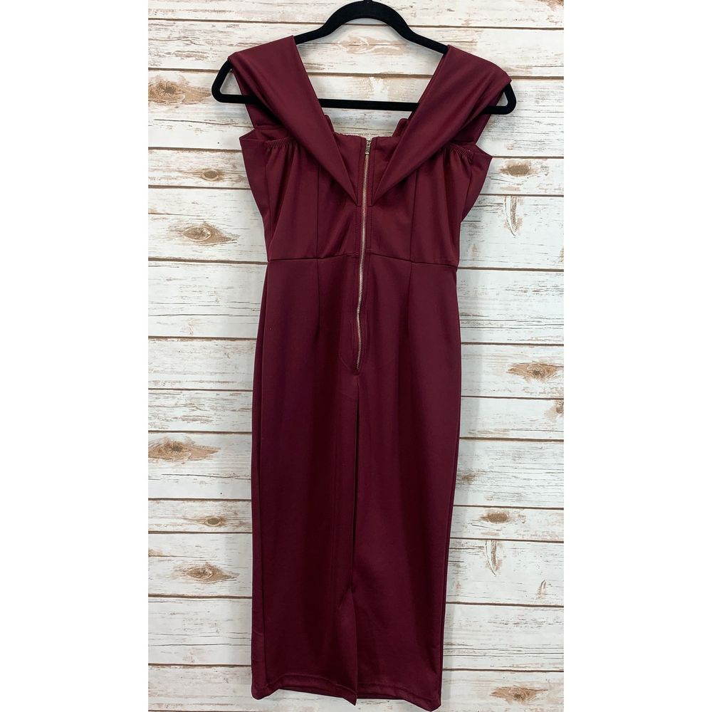 Maroon Sleeveless Floor-Length Dress, Small - Picture 4 of 5